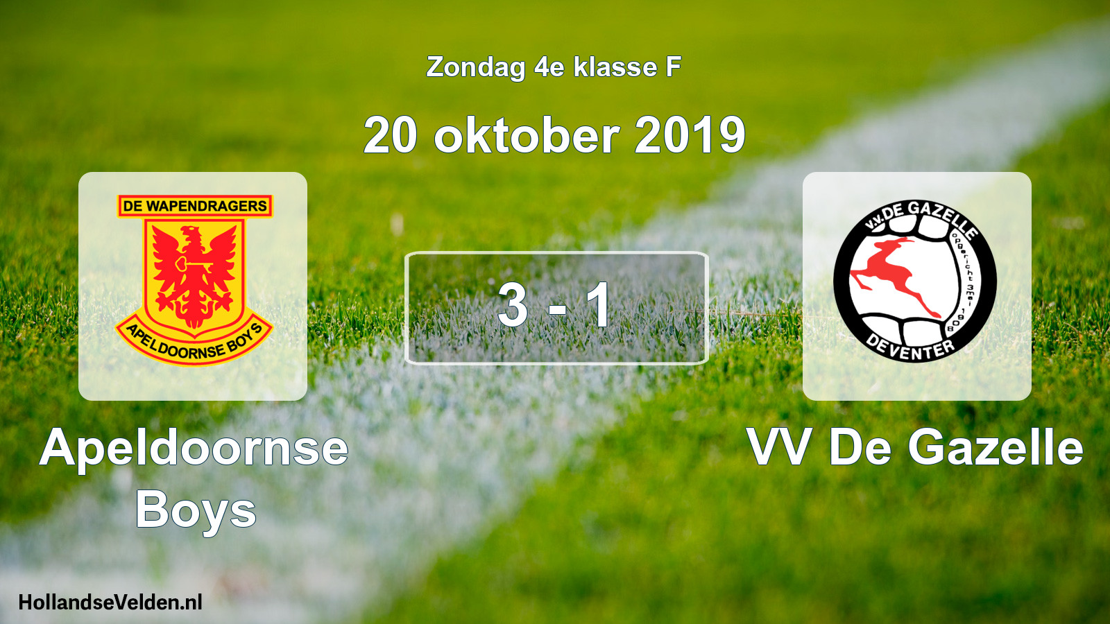 Total number of matches played: Apeldoornse Boys - VV De Gazelle 3 - 1 (20 October 2019)