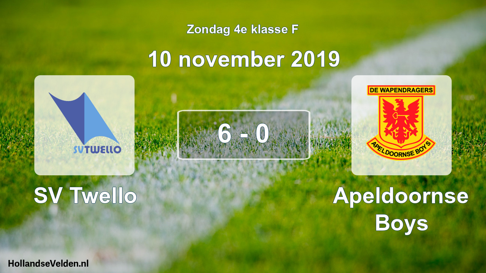 Total number of matches played: SV Twello - Apeldoornse Boys 6 - 0 (10 November 2019)