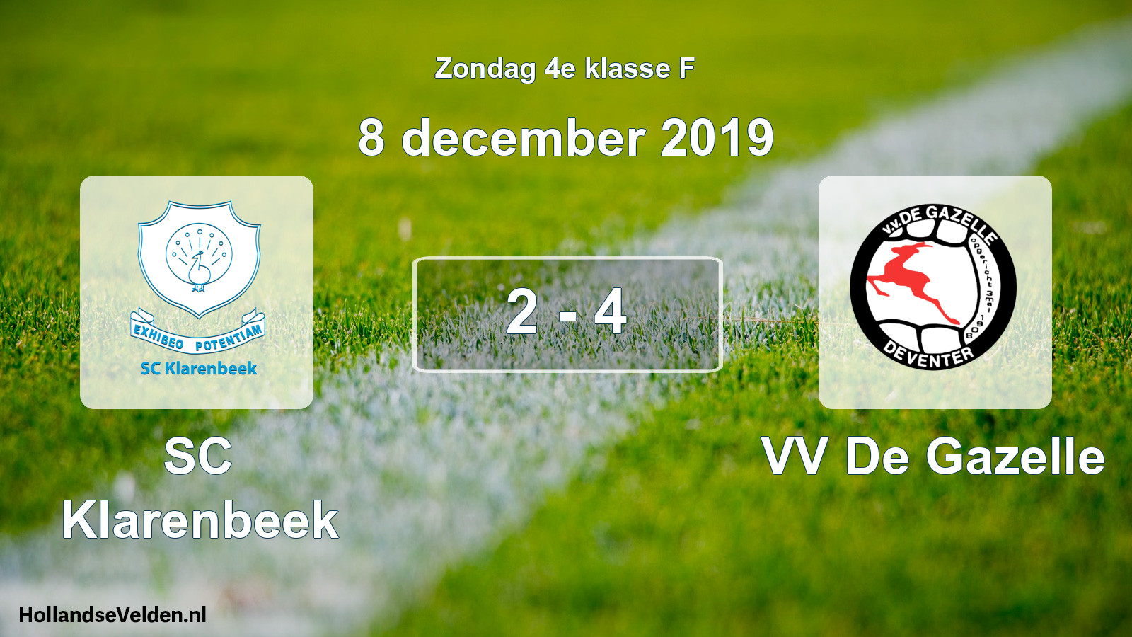 Total number of matches played: SC Klarenbeek - VV De Gazelle 2 - 4 (8 December 2019)