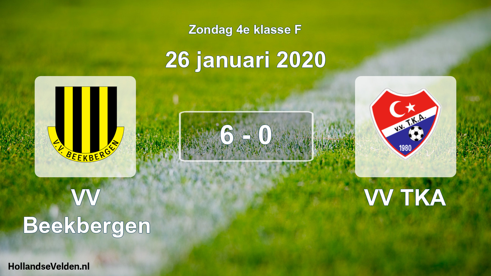 Total number of matches played: VV Beekbergen - VV TKA 6 - 0 (26 January 2020)