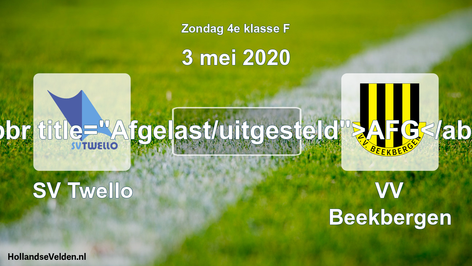 Scheduled Match: SV Twello - VV Beekbergen (3 May 2020)