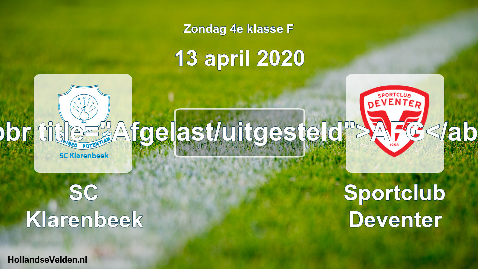 Scheduled Match: SC Klarenbeek - Sportclub Deventer (13 April 2020)