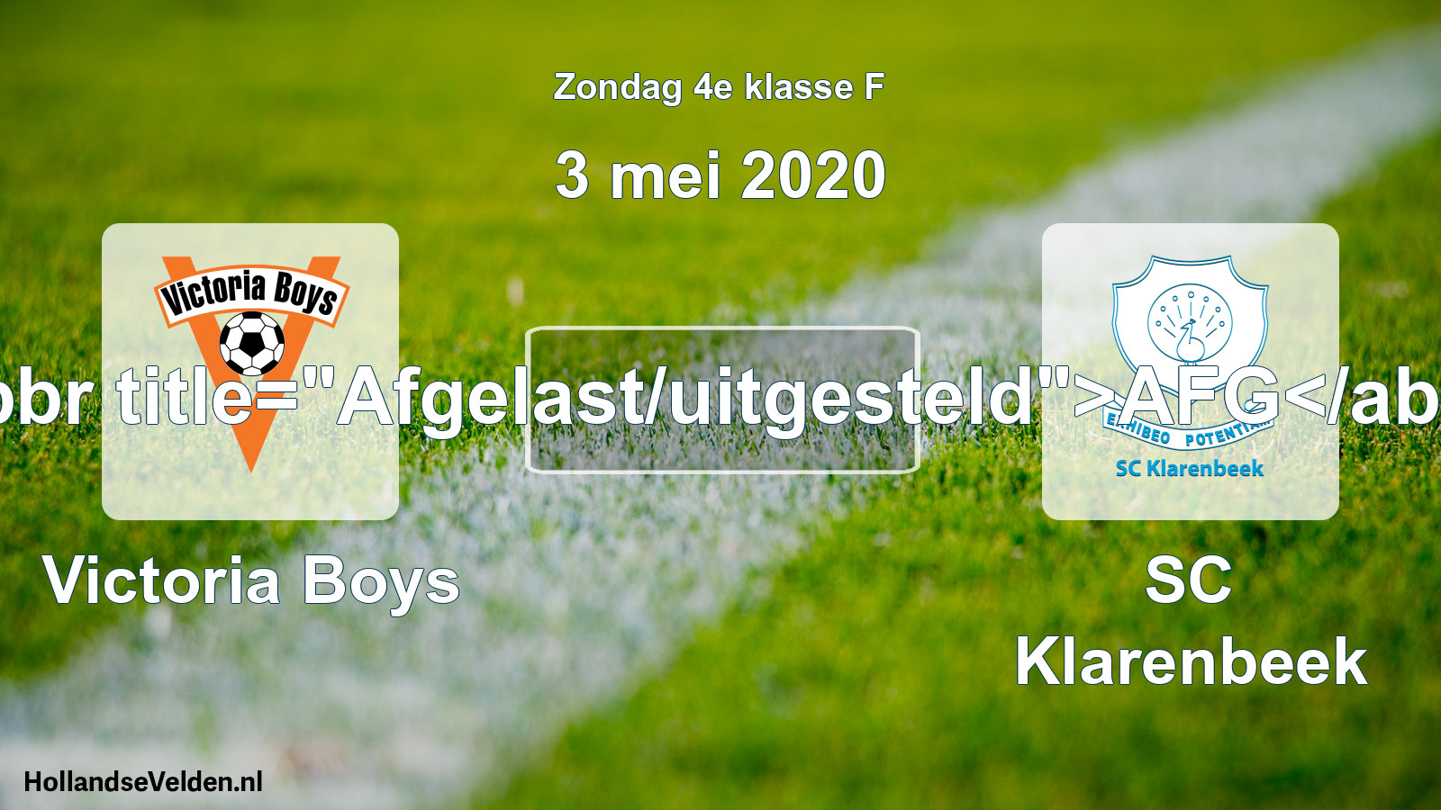 Scheduled Match: Victoria Boys - SC Klarenbeek (3 May 2020)