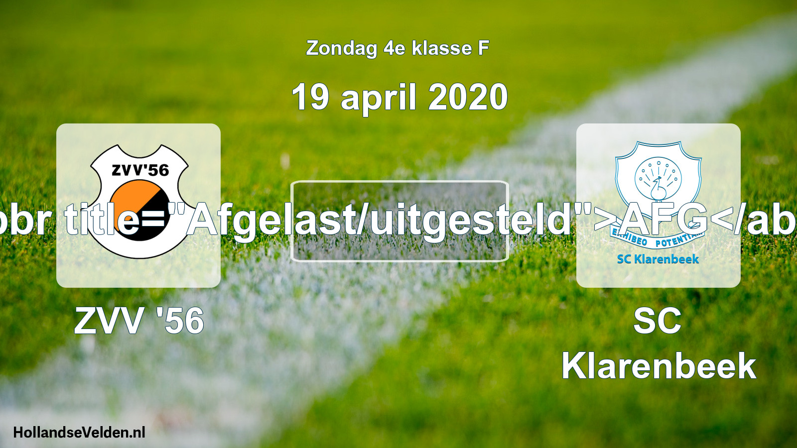 Scheduled Match: ZVV '56 - SC Klarenbeek (19 April 2020)