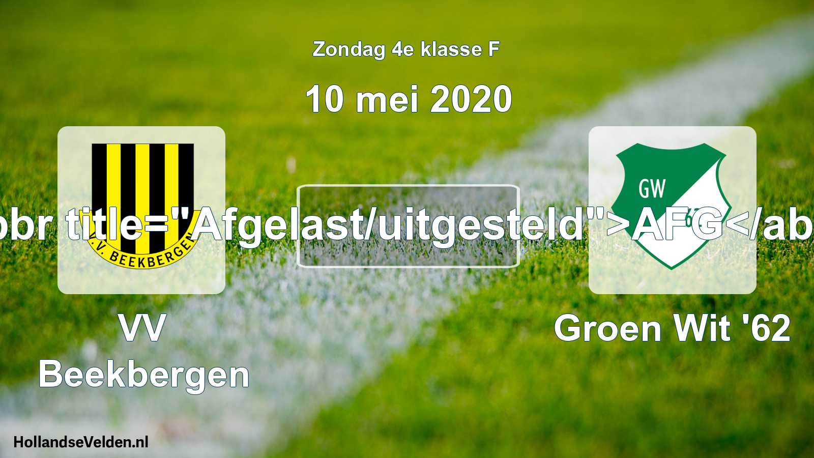 Scheduled Match: VV Beekbergen - Groen Wit '62 (10 May 2020)