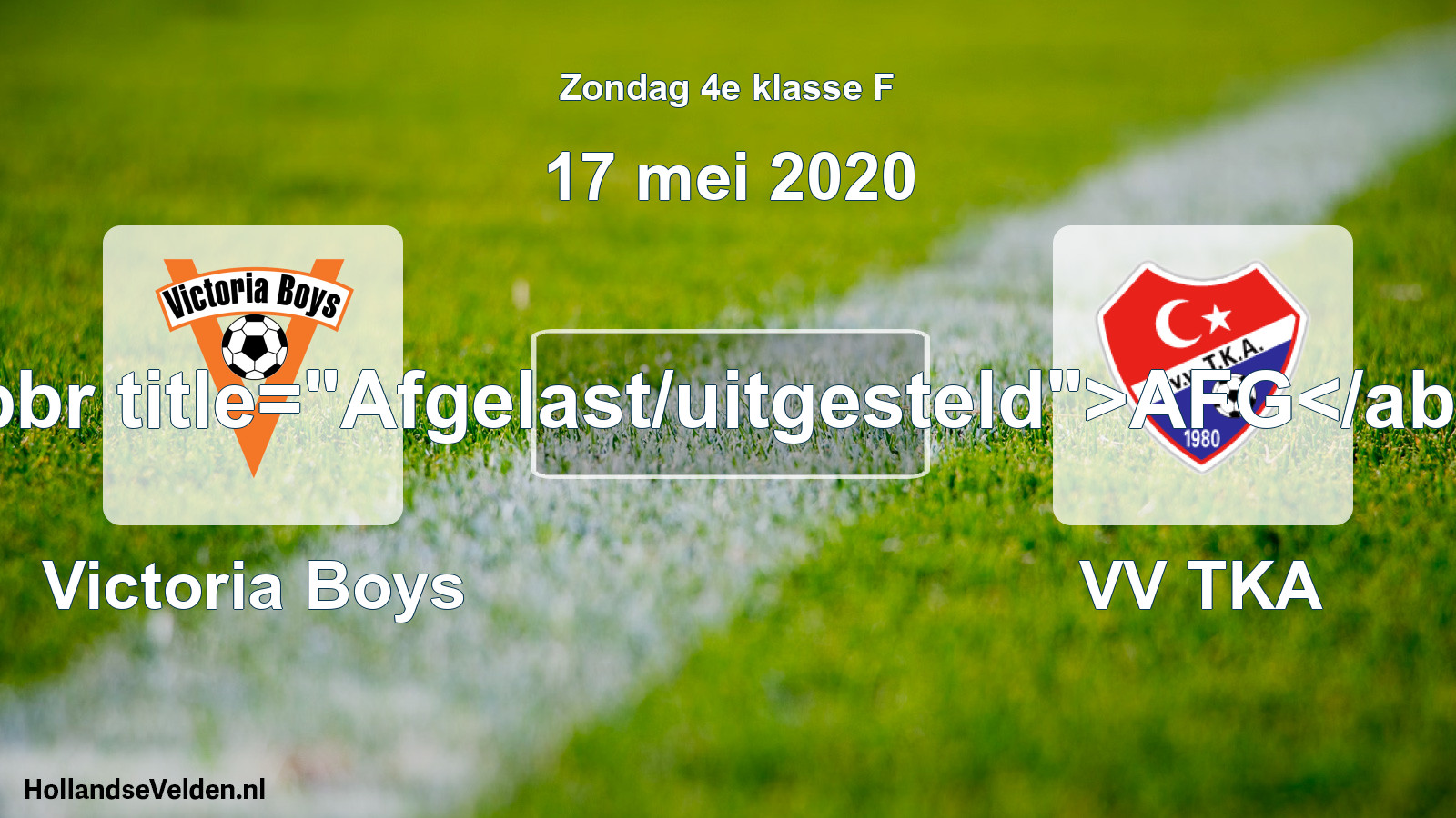Scheduled Match: Victoria Boys - VV TKA (17 May 2020)