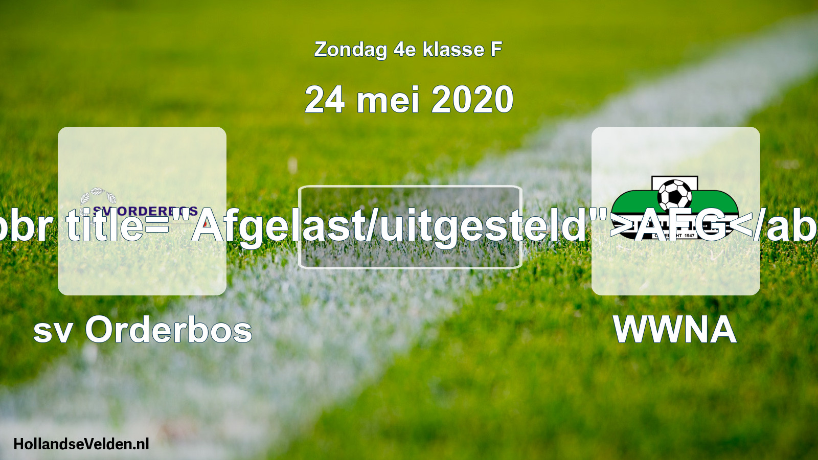 Scheduled Match: sv Orderbos - WWNA (24 May 2020)