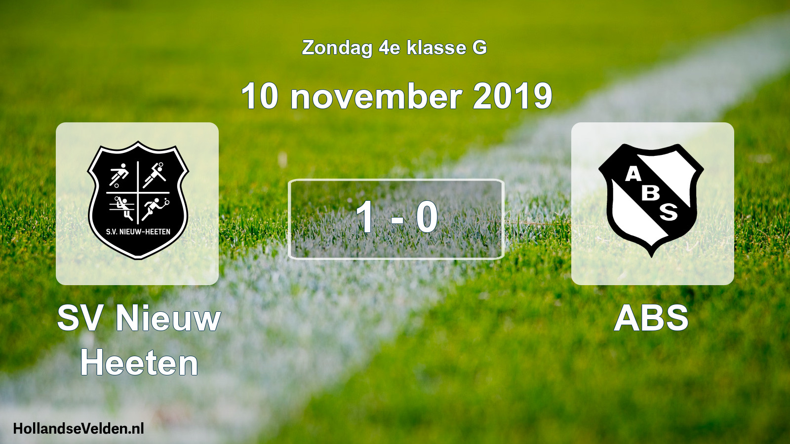 Total number of matches played: SV Nieuw Heeten - ABS 1 - 0 (10 November 2019)