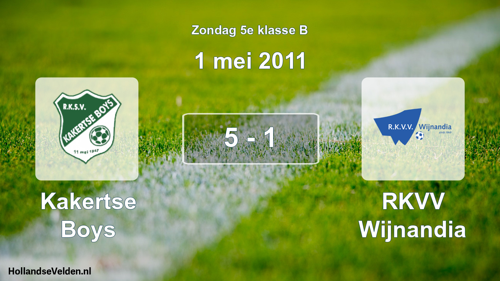 Total number of matches played: Kakertse Boys - RKVV Wijnandia 5 - 1 (1 May 2011)