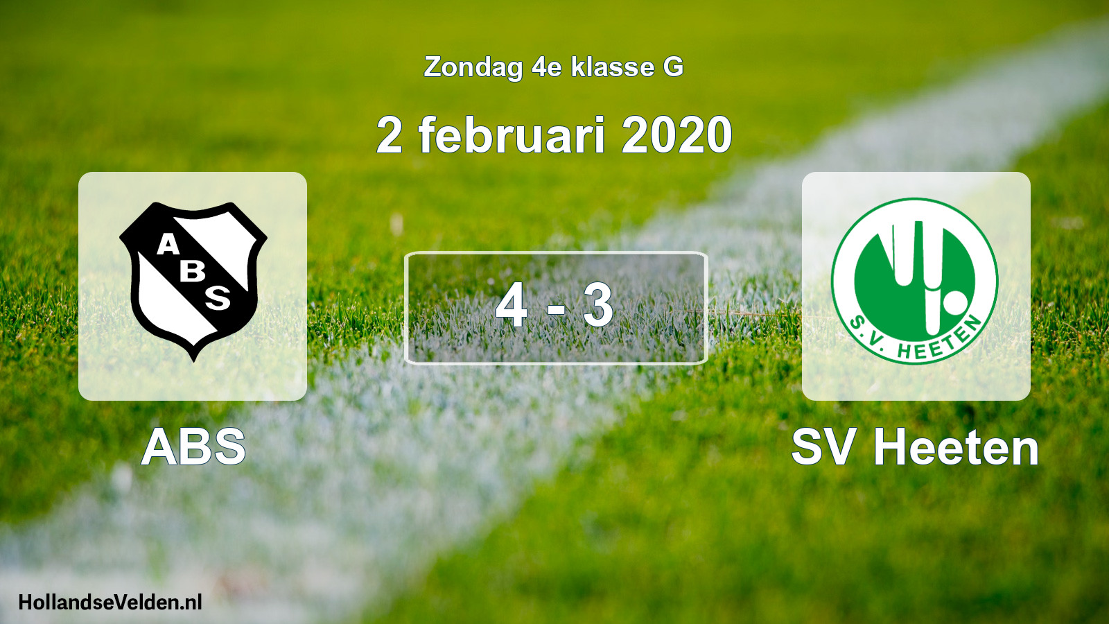 Total number of matches played: ABS - SV Heeten 4 - 3 (2 February 2020)