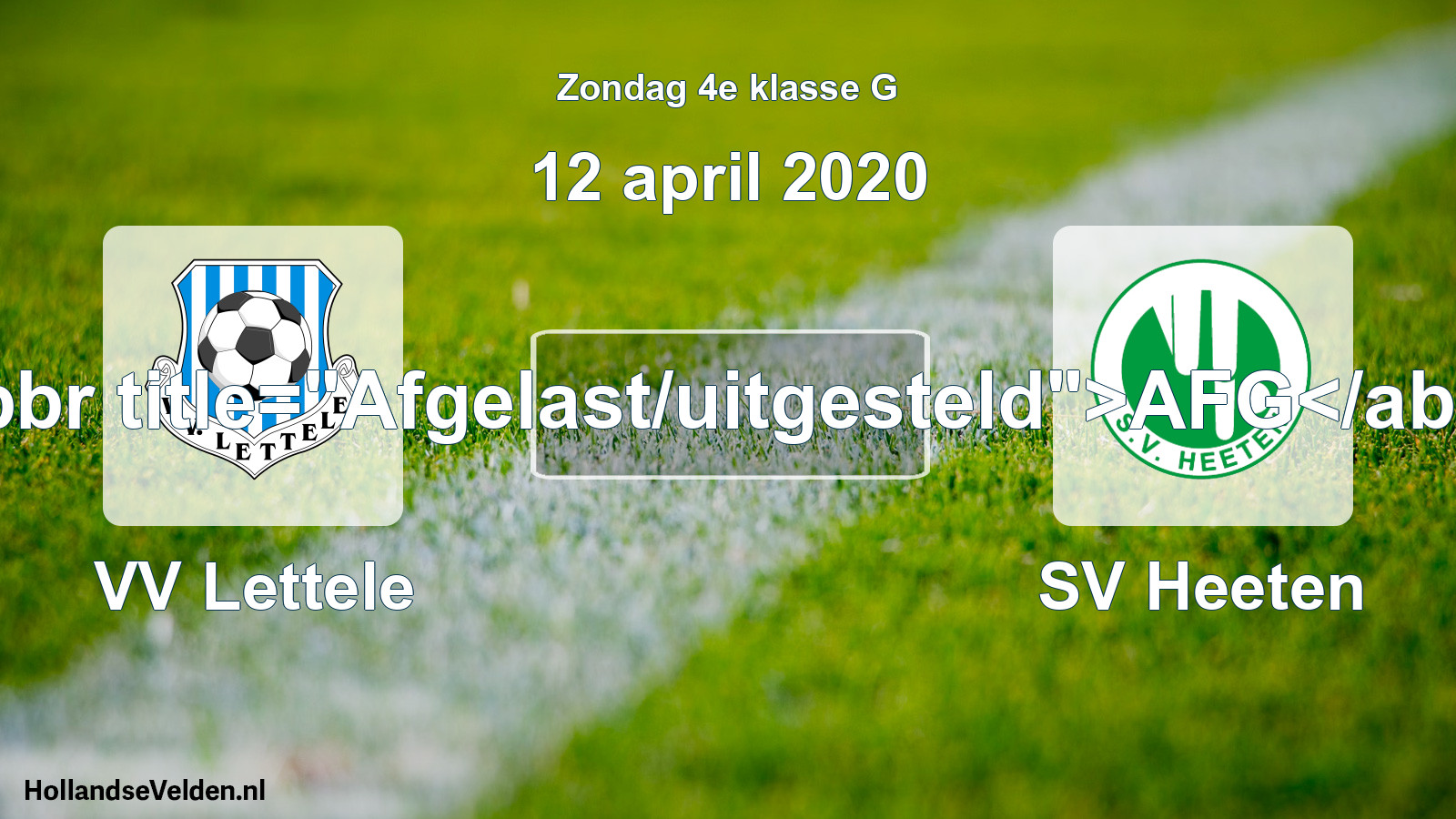 Scheduled Match: VV Lettele - SV Heeten (12 April 2020)
