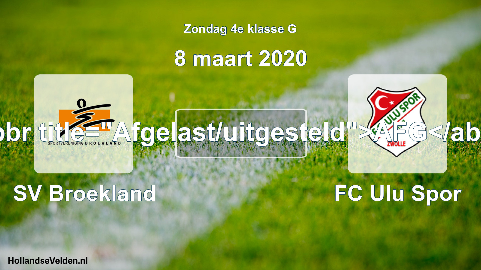 Scheduled Match: SV Broekland - FC Ulu Spor (8 March 2020)