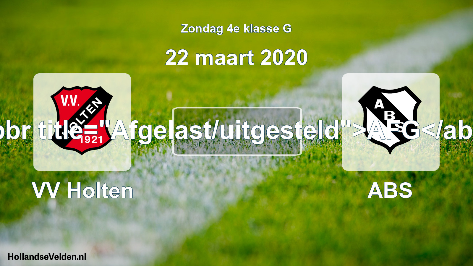 Scheduled Match: VV Holten - ABS (22 March 2020)