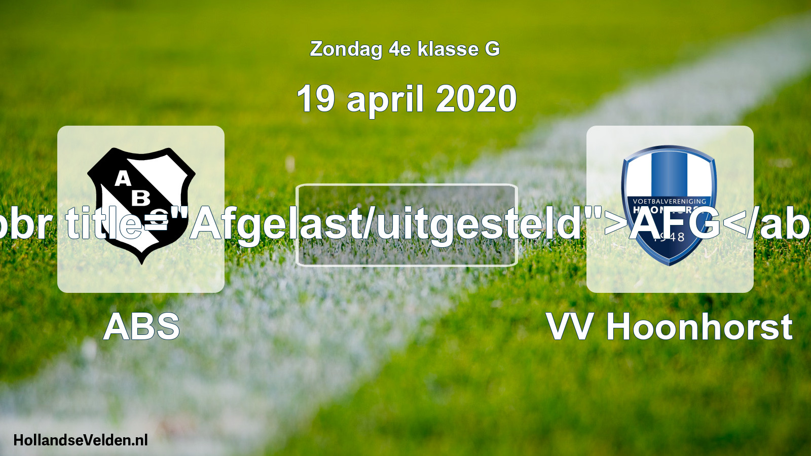 Scheduled Match: ABS - VV Hoonhorst (19 April 2020)