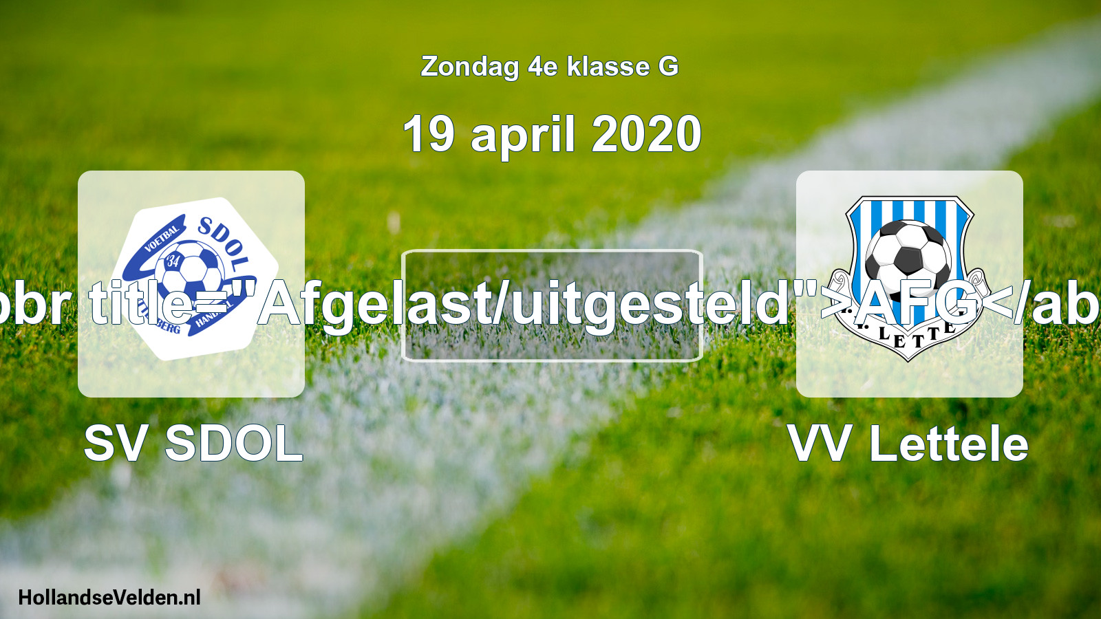 Scheduled Match: SV SDOL - VV Lettele (19 April 2020)