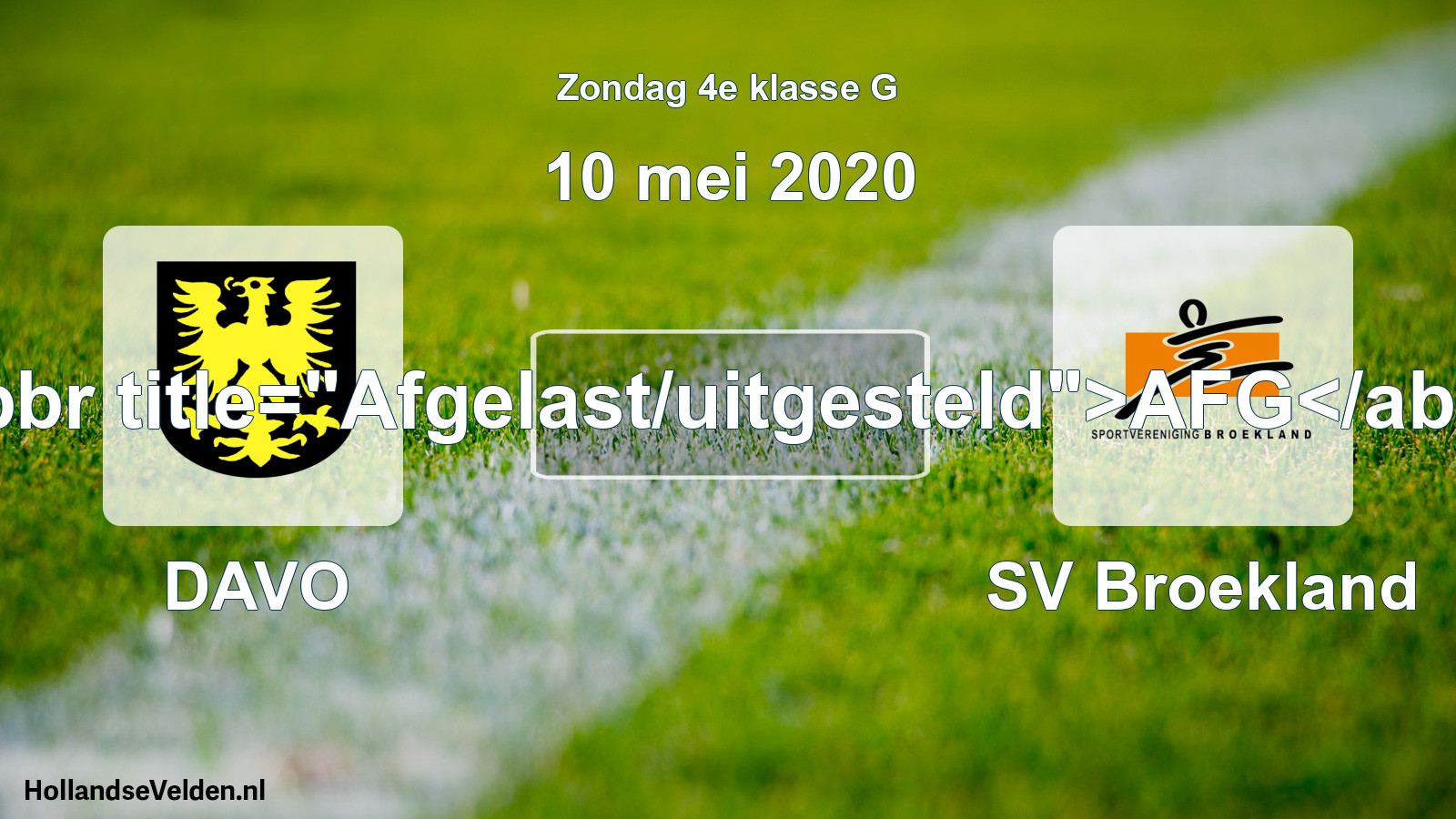 Scheduled Match: DAVO - SV Broekland (10 May 2020)