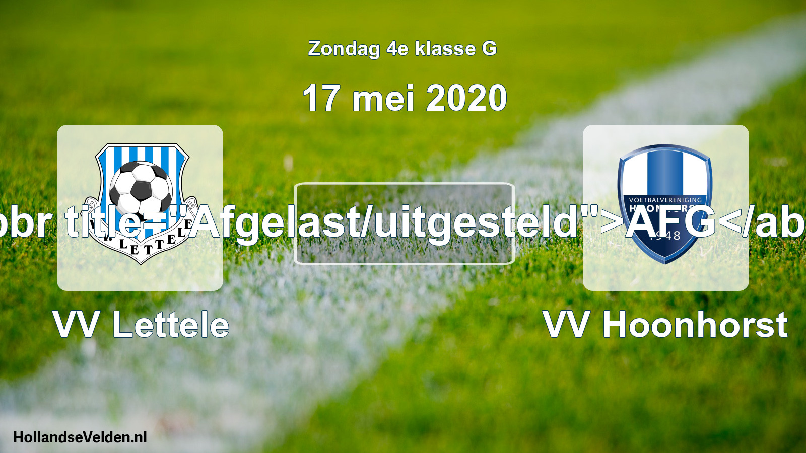 Scheduled Match: VV Lettele - VV Hoonhorst (17 May 2020)