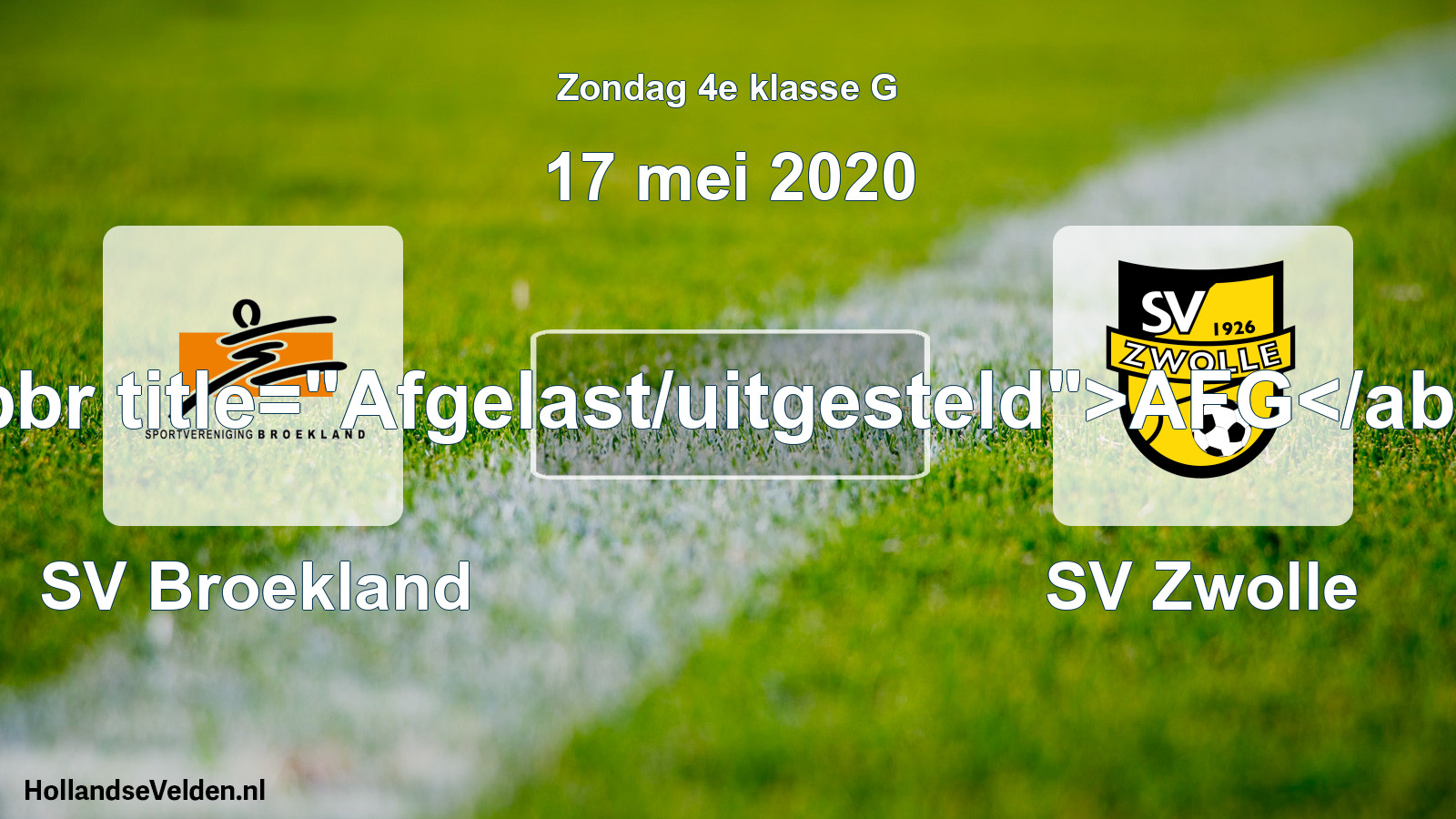 Scheduled Match: SV Broekland - SV Zwolle (17 May 2020)