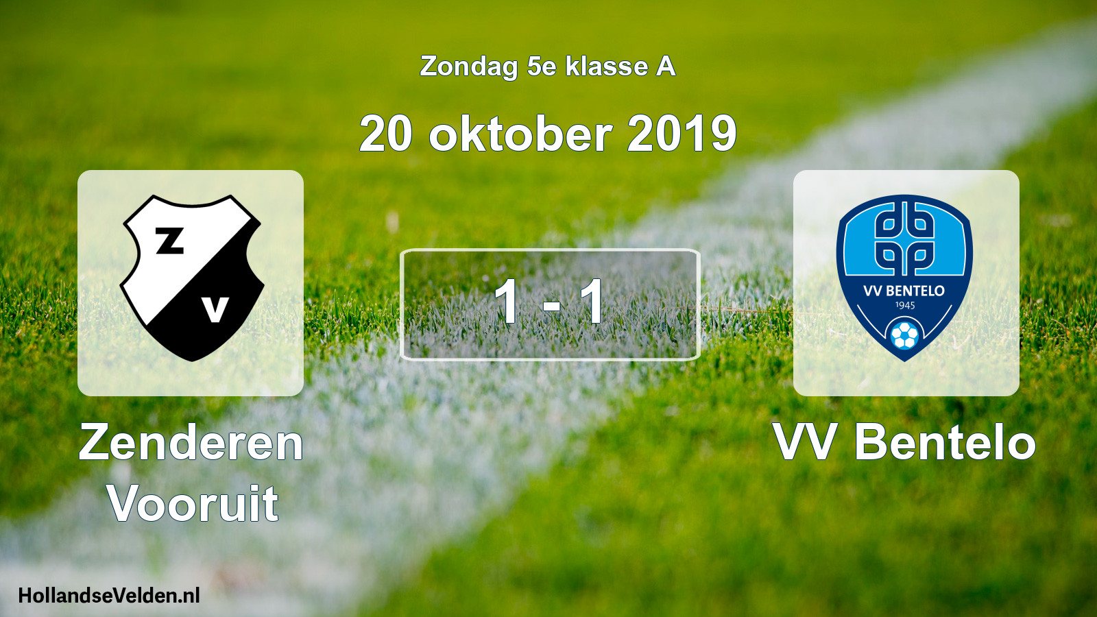 Total number of matches played: Zenderen Vooruit - VV Bentelo 1 - 1 (20 October 2019)