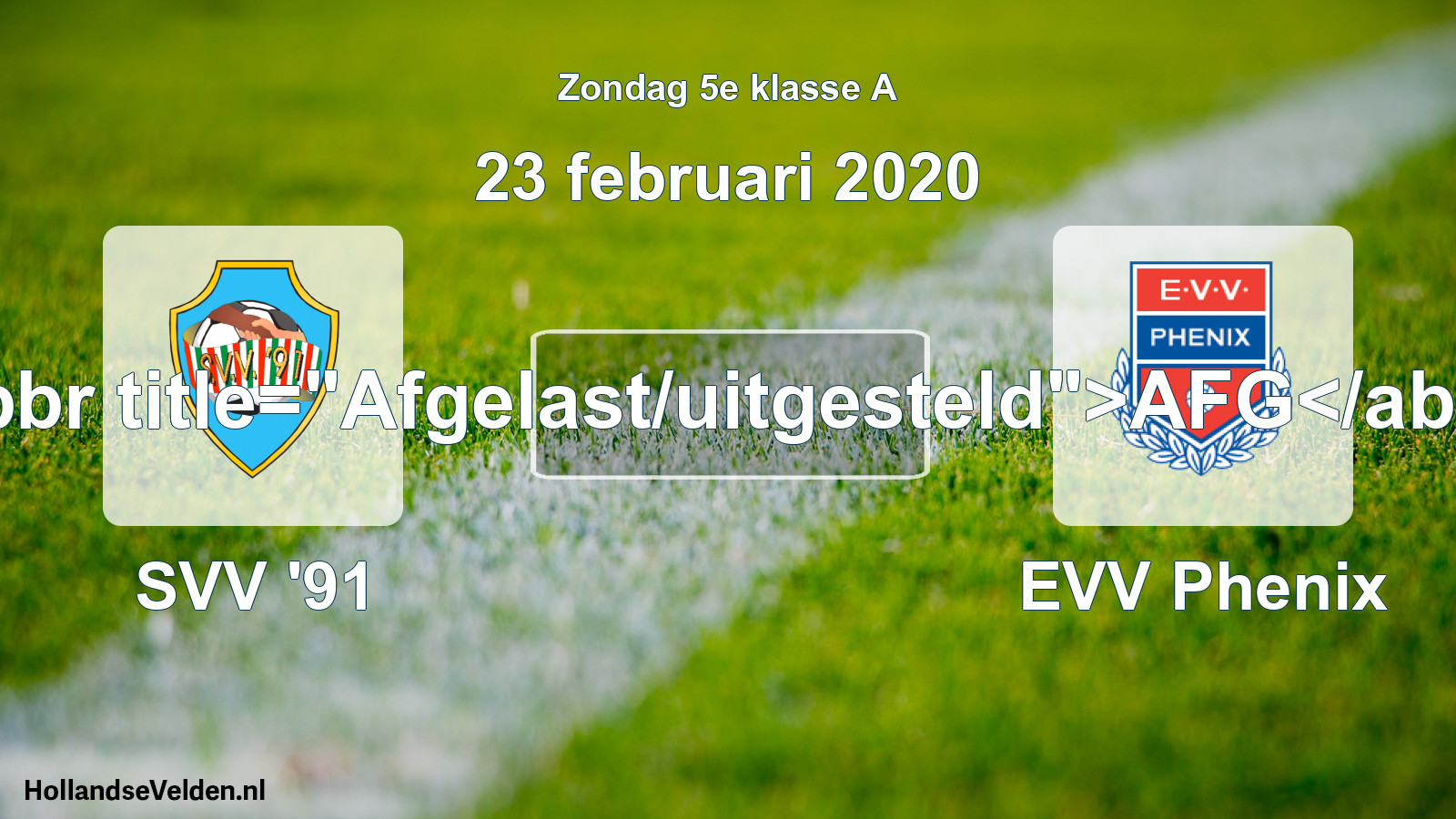 Scheduled Match: SVV '91 - EVV Phenix (23 February 2020)