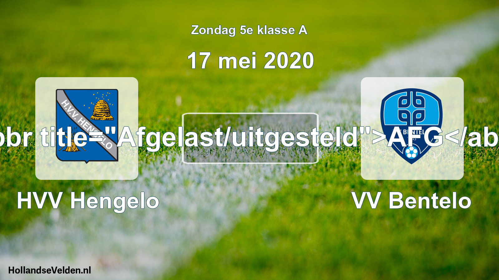 Scheduled Match: HVV Hengelo - VV Bentelo (17 May 2020)