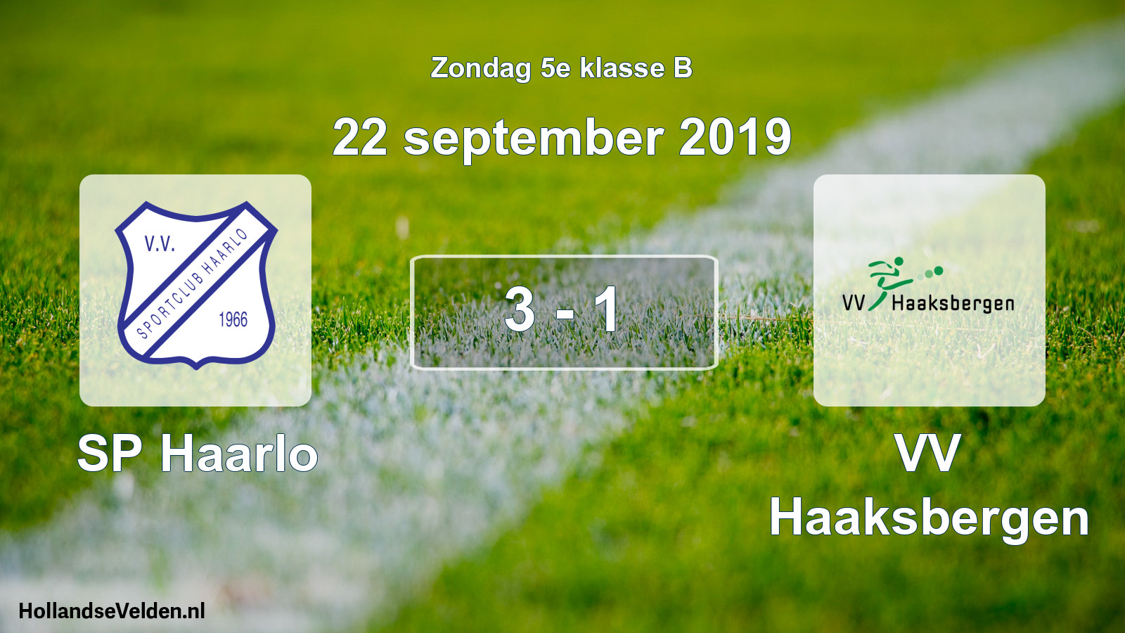 Total number of matches played: SP Haarlo - VV Haaksbergen 3 - 1 (22 September 2019)
