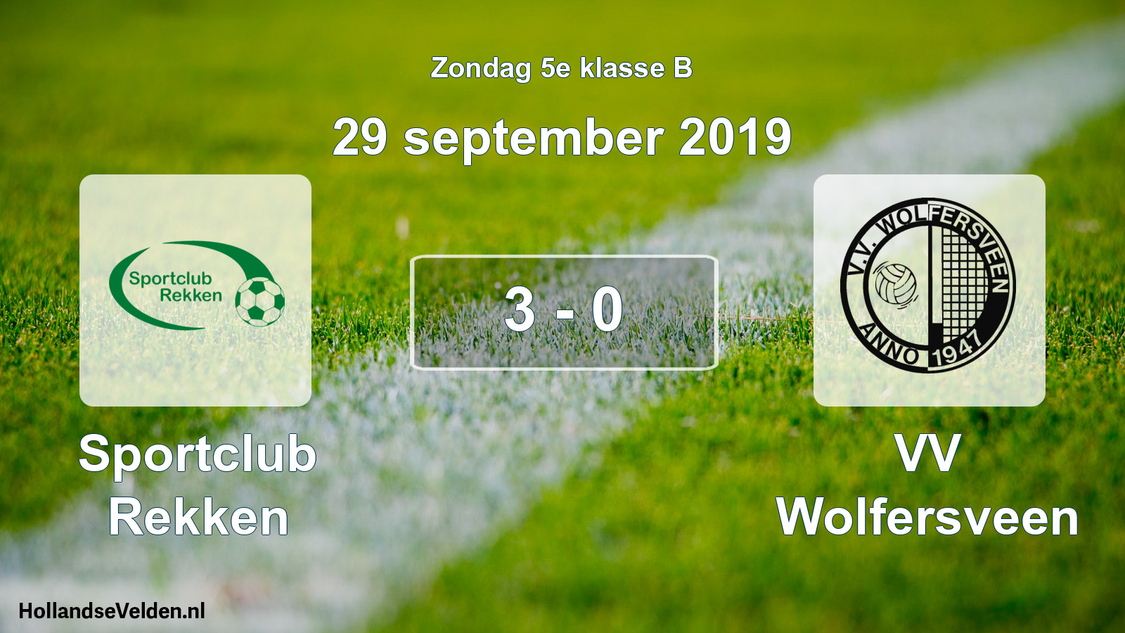 Total number of matches played: Sportclub Rekken - VV Wolfersveen 3 - 0 (29 September 2019)
