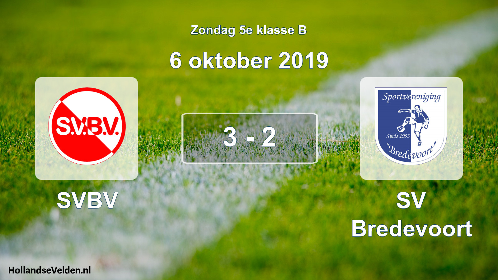 Total number of matches played: SVBV - SV Bredevoort 3 - 2 (6 October 2019)