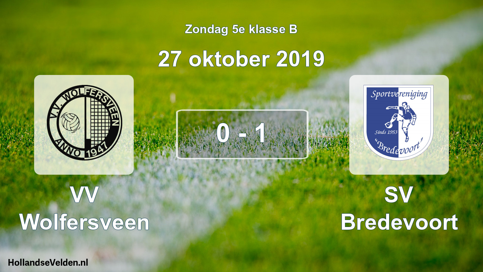 Total number of matches played: VV Wolfersveen - SV Bredevoort 0 - 1 (27 October 2019)