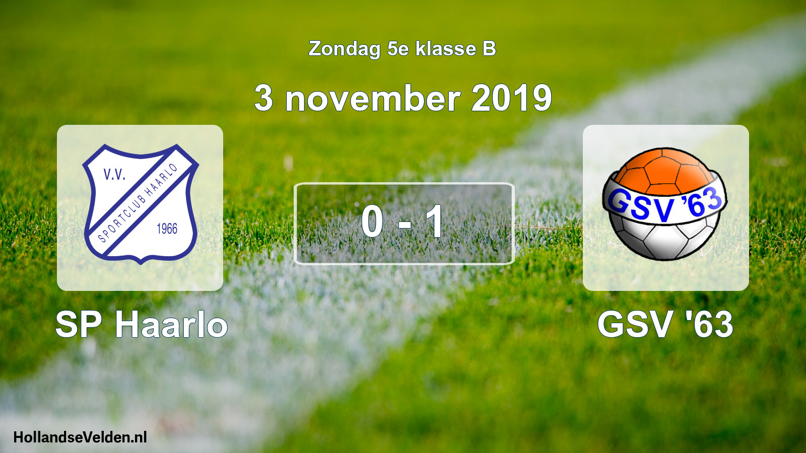 Total number of matches played: SP Haarlo - GSV '63 0 - 1 (3 November 2019)