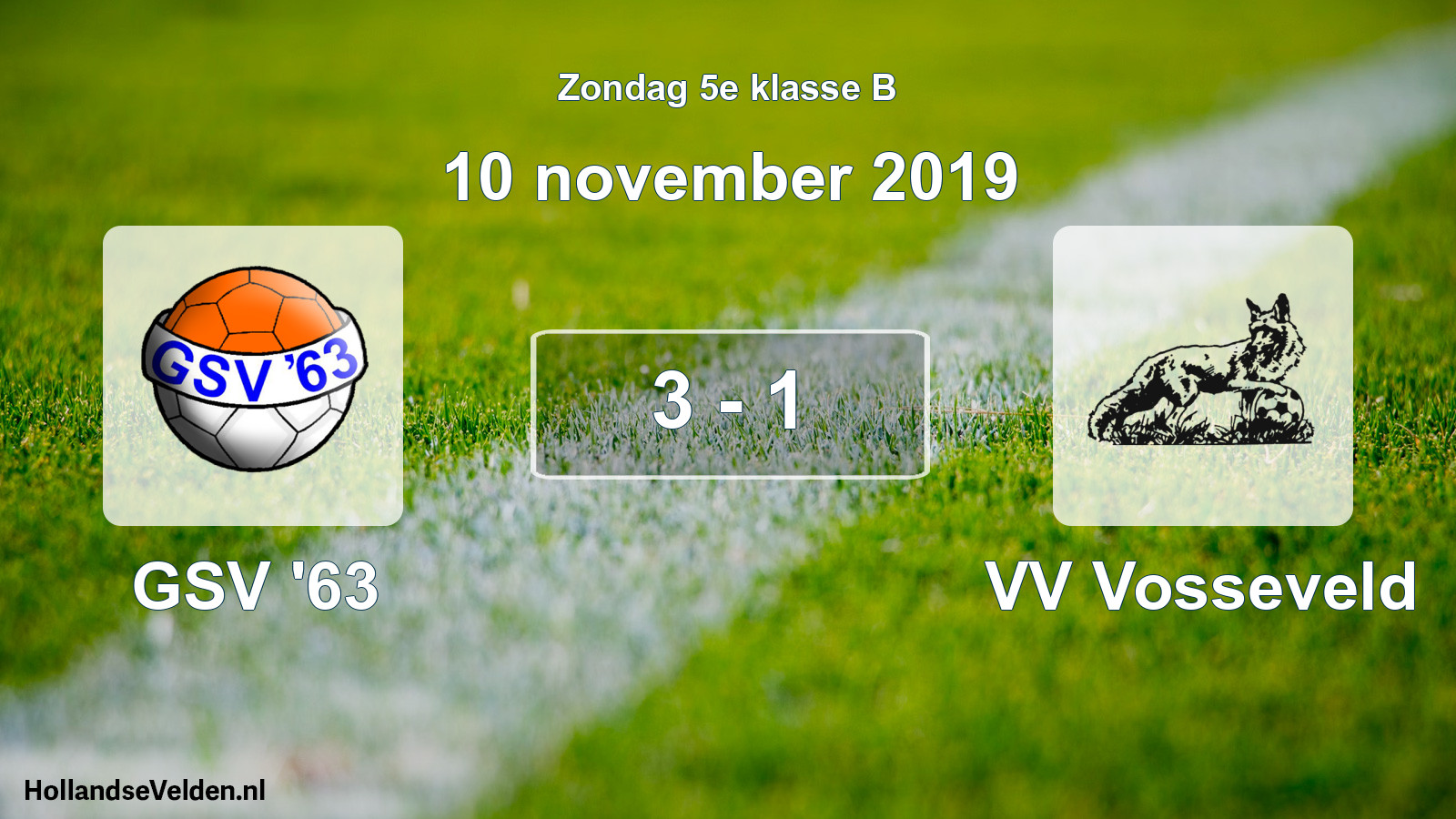 Total number of matches played: GSV '63 - VV Vosseveld 3 - 1 (10 November 2019)