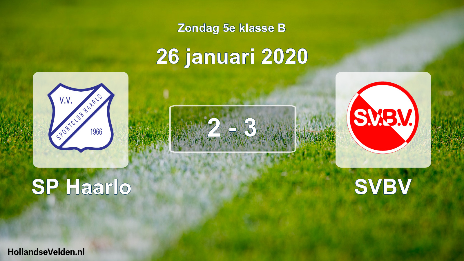 Total number of matches played: SP Haarlo - SVBV 2 - 3 (26 January 2020)