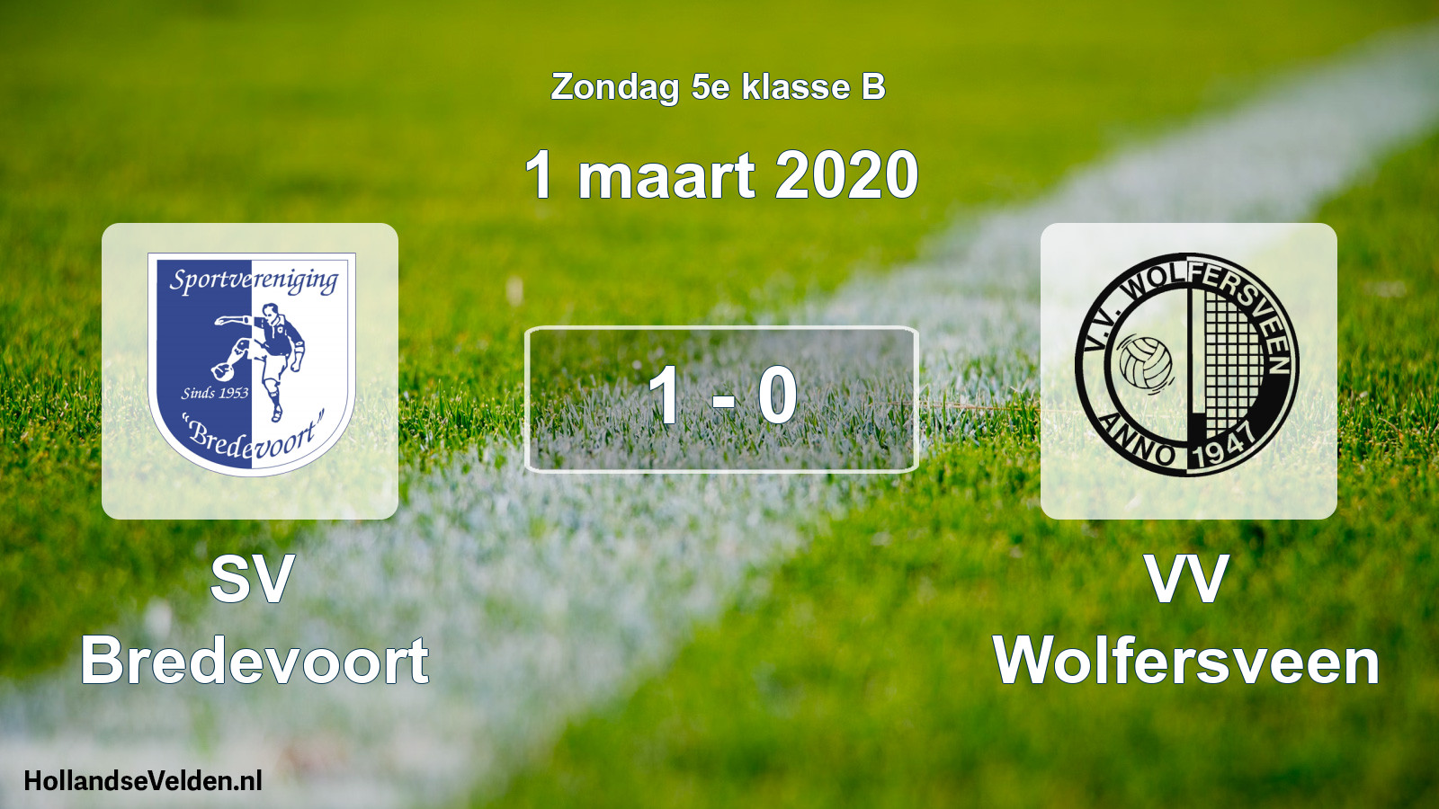 Total number of matches played: SV Bredevoort - VV Wolfersveen 1 - 0 (1 March 2020)