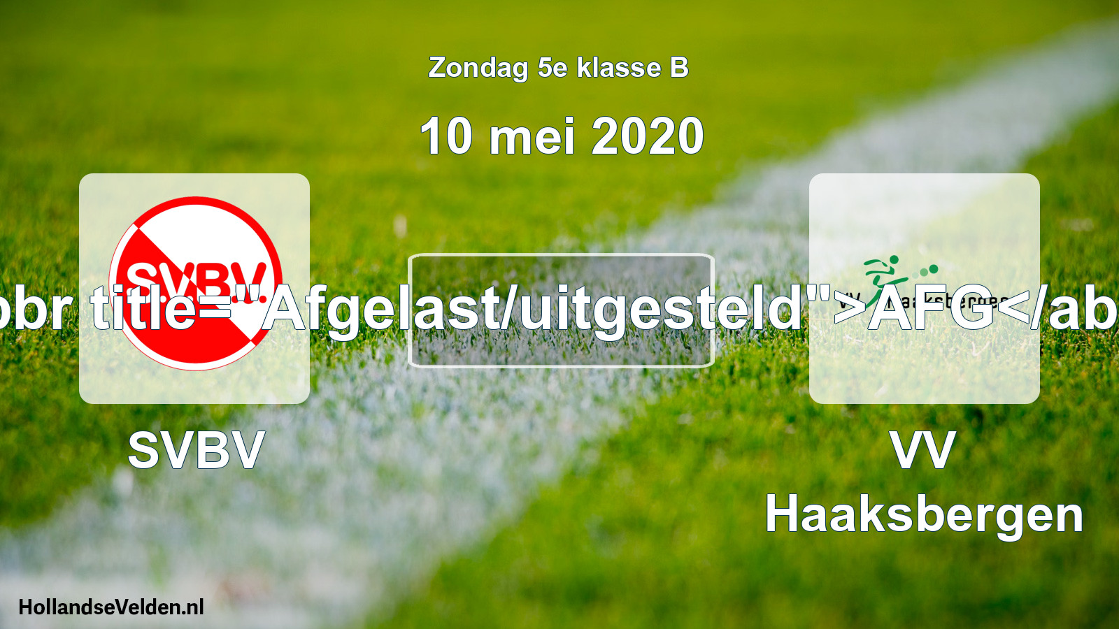 Scheduled Match: SVBV - VV Haaksbergen (10 May 2020)