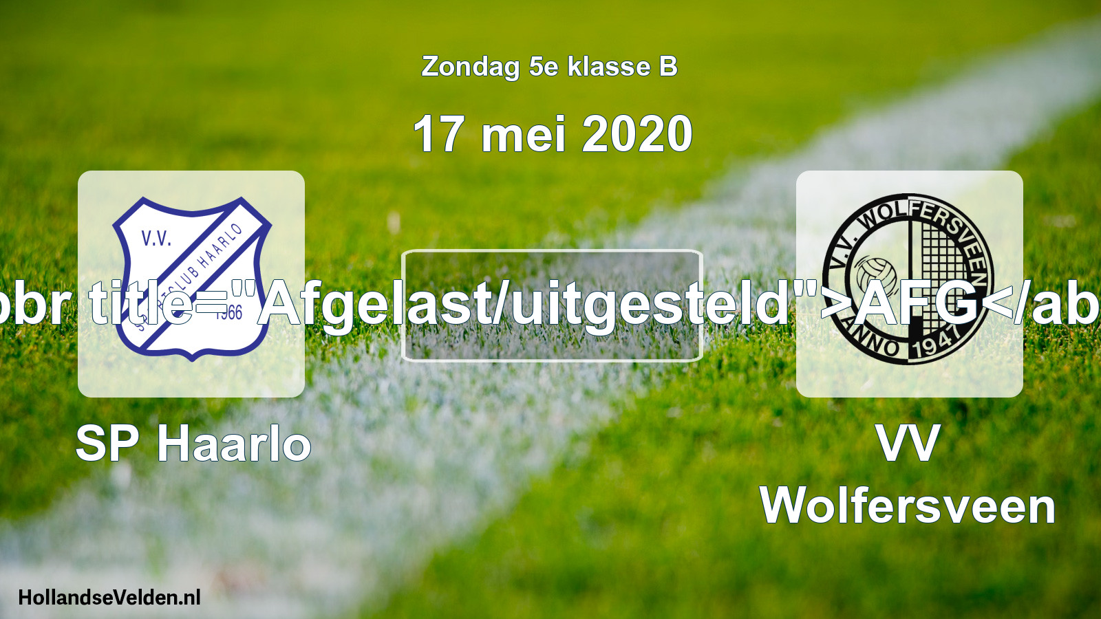 Scheduled Match: SP Haarlo - VV Wolfersveen (17 May 2020)