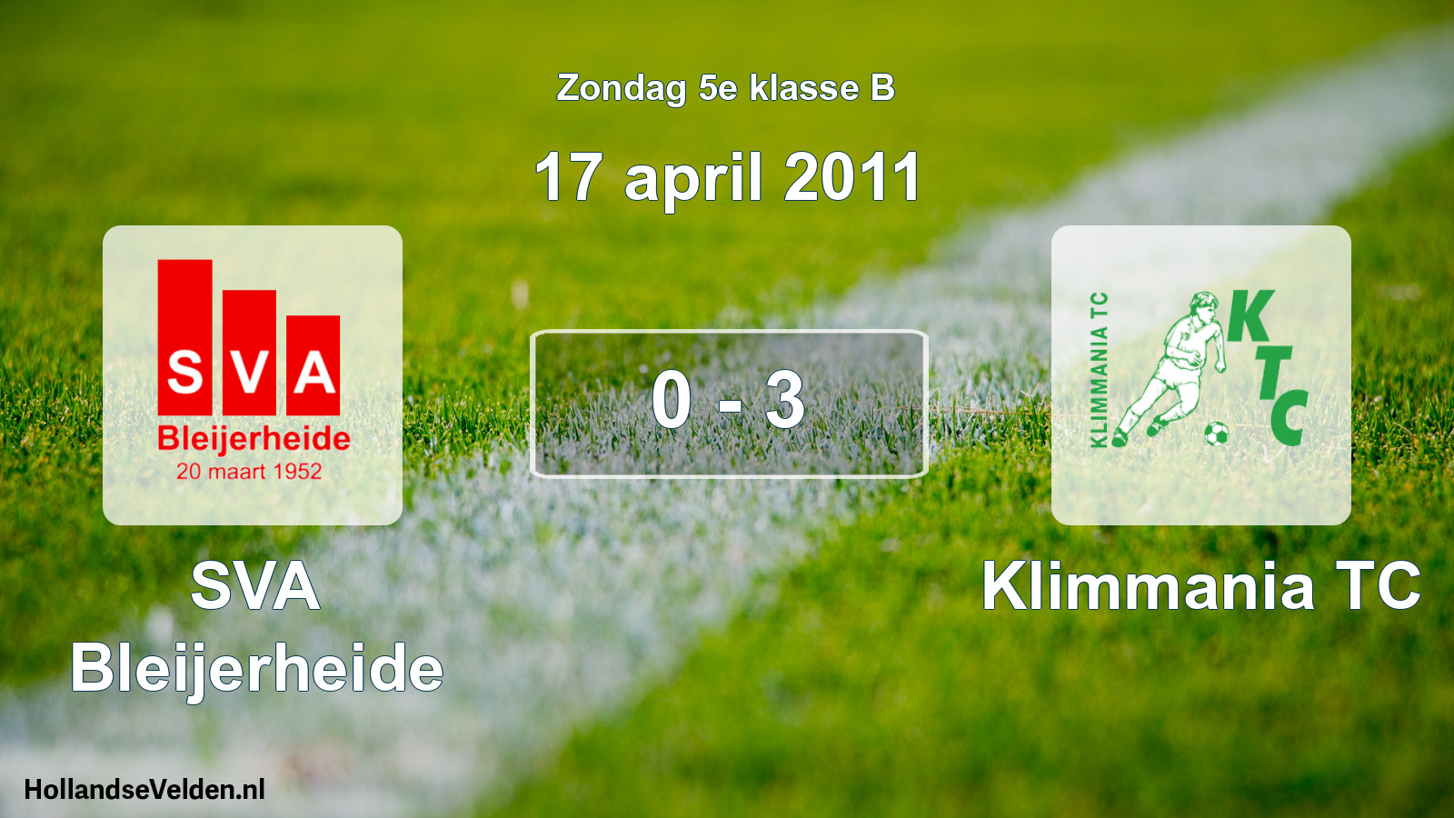 Total number of matches played: SVA Bleijerheide - Klimmania TC 0 - 3 (17 April 2011)