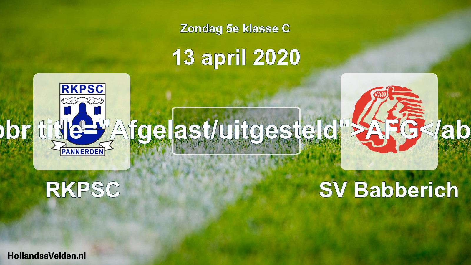 Scheduled Match: RKPSC - SV Babberich (13 April 2020)