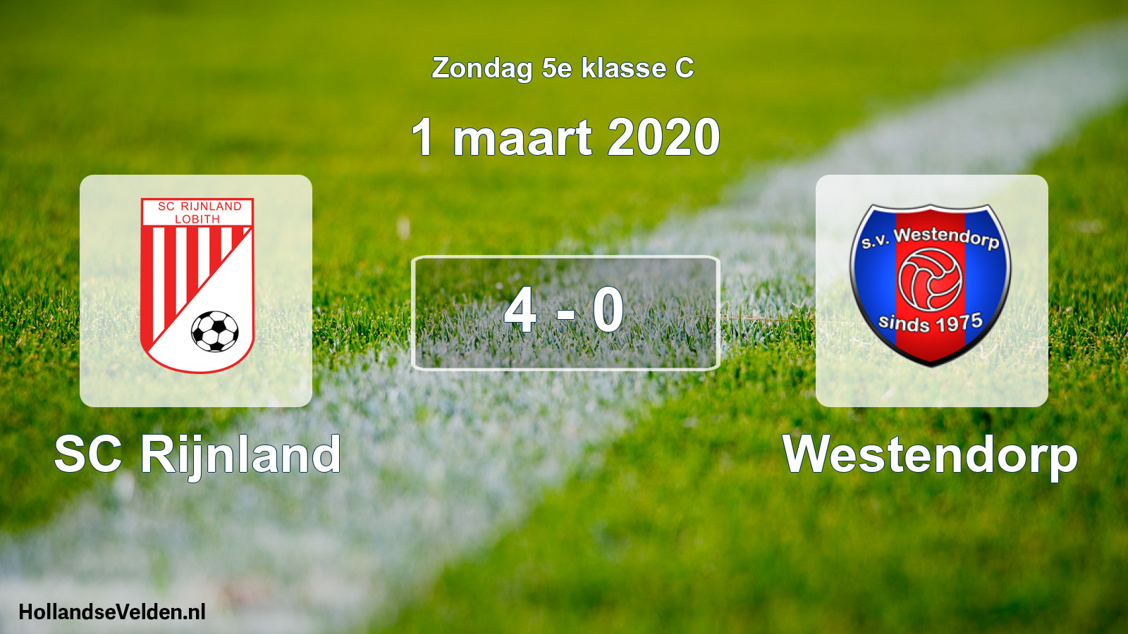 Total number of matches played: SC Rijnland - Westendorp 4 - 0 (1 March 2020)