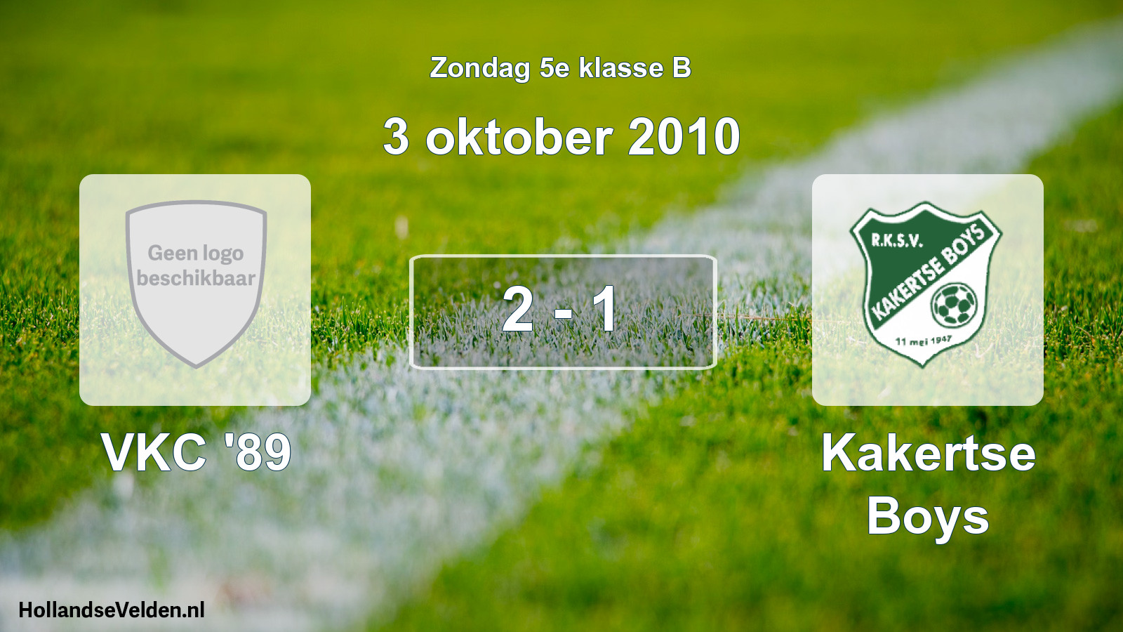 Gespeelde wedstrijd: VKC '89 - Kakertse Boys 2 - 1 (3 oktober 2010)