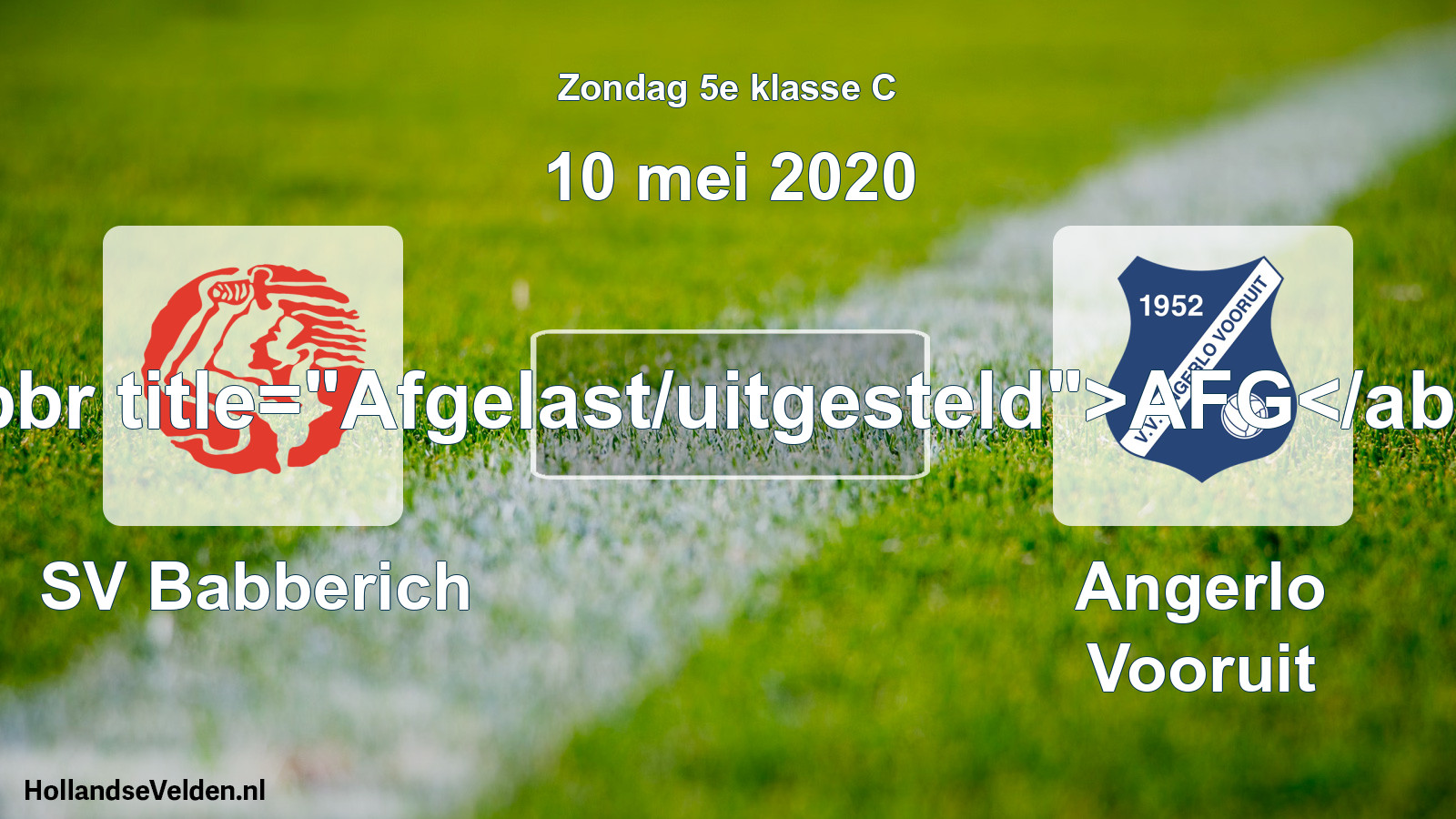 Scheduled Match: SV Babberich - Angerlo Vooruit (10 May 2020)