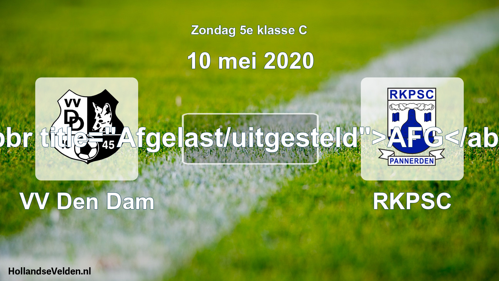 Scheduled Match: VV Den Dam - RKPSC (10 May 2020)