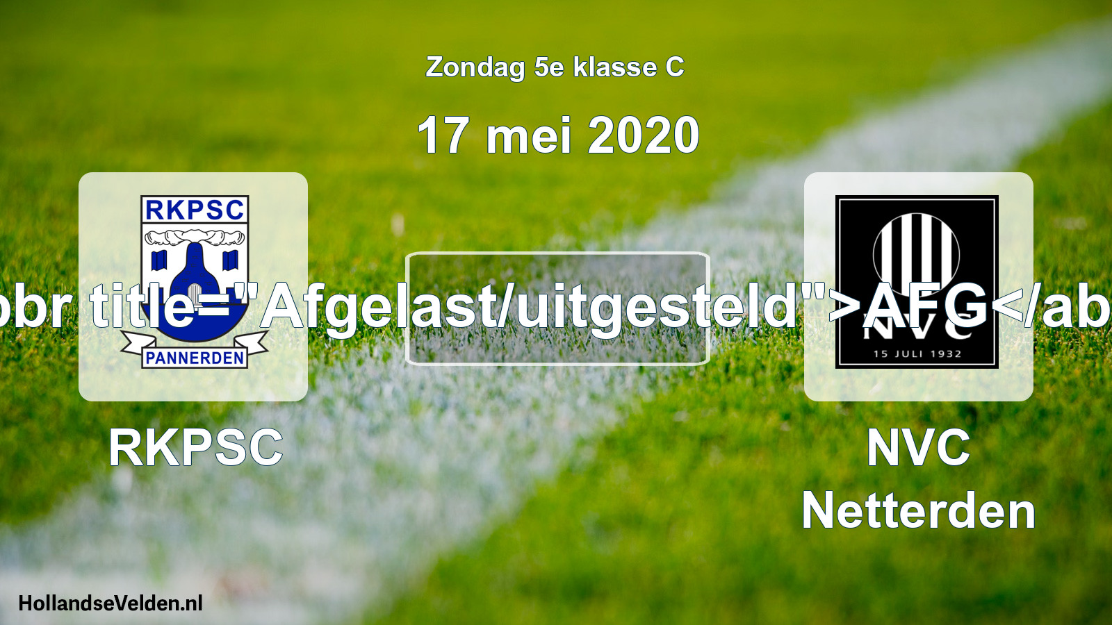 Scheduled Match: RKPSC - NVC Netterden (17 May 2020)