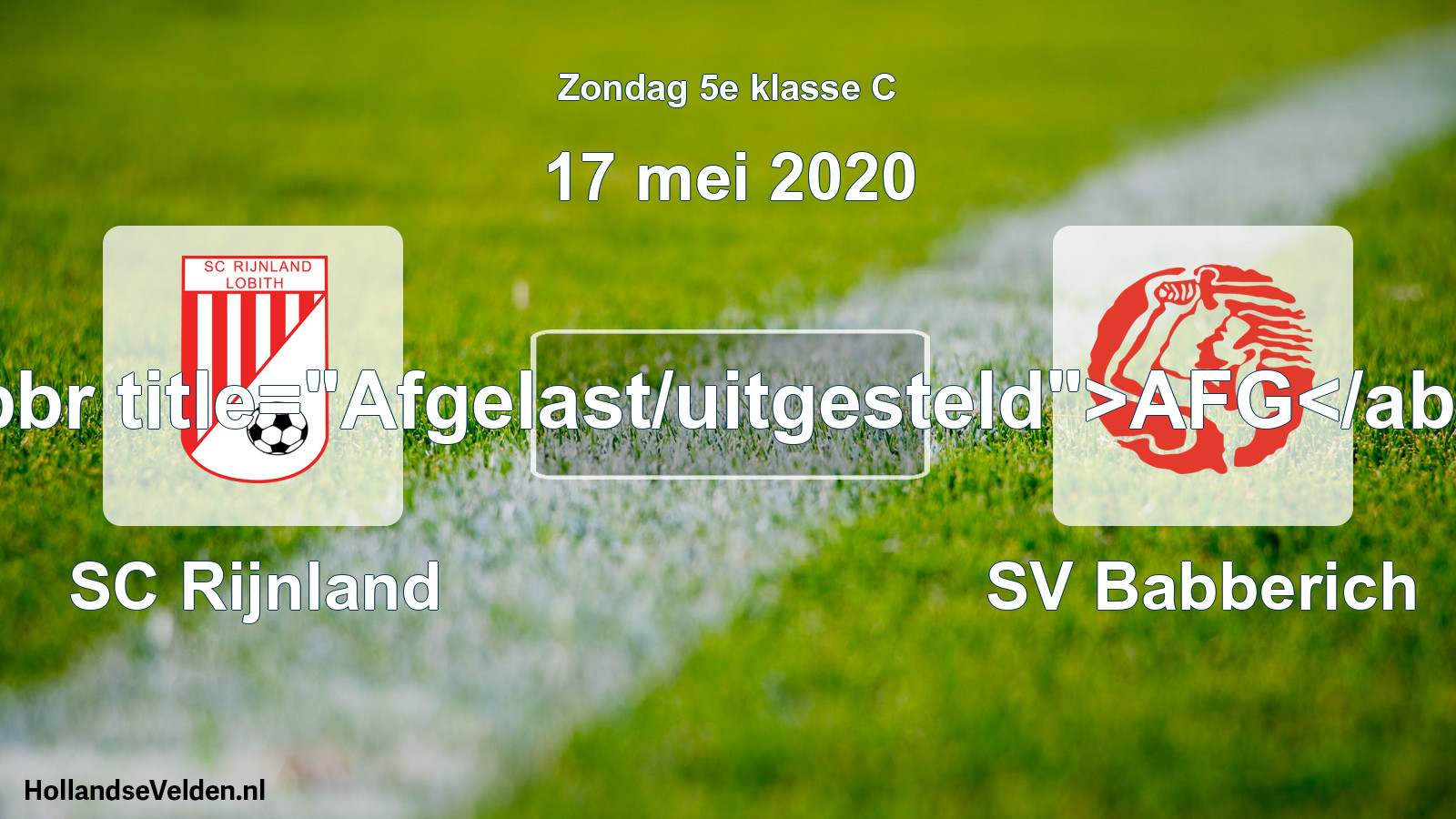 Scheduled Match: SC Rijnland - SV Babberich (17 May 2020)