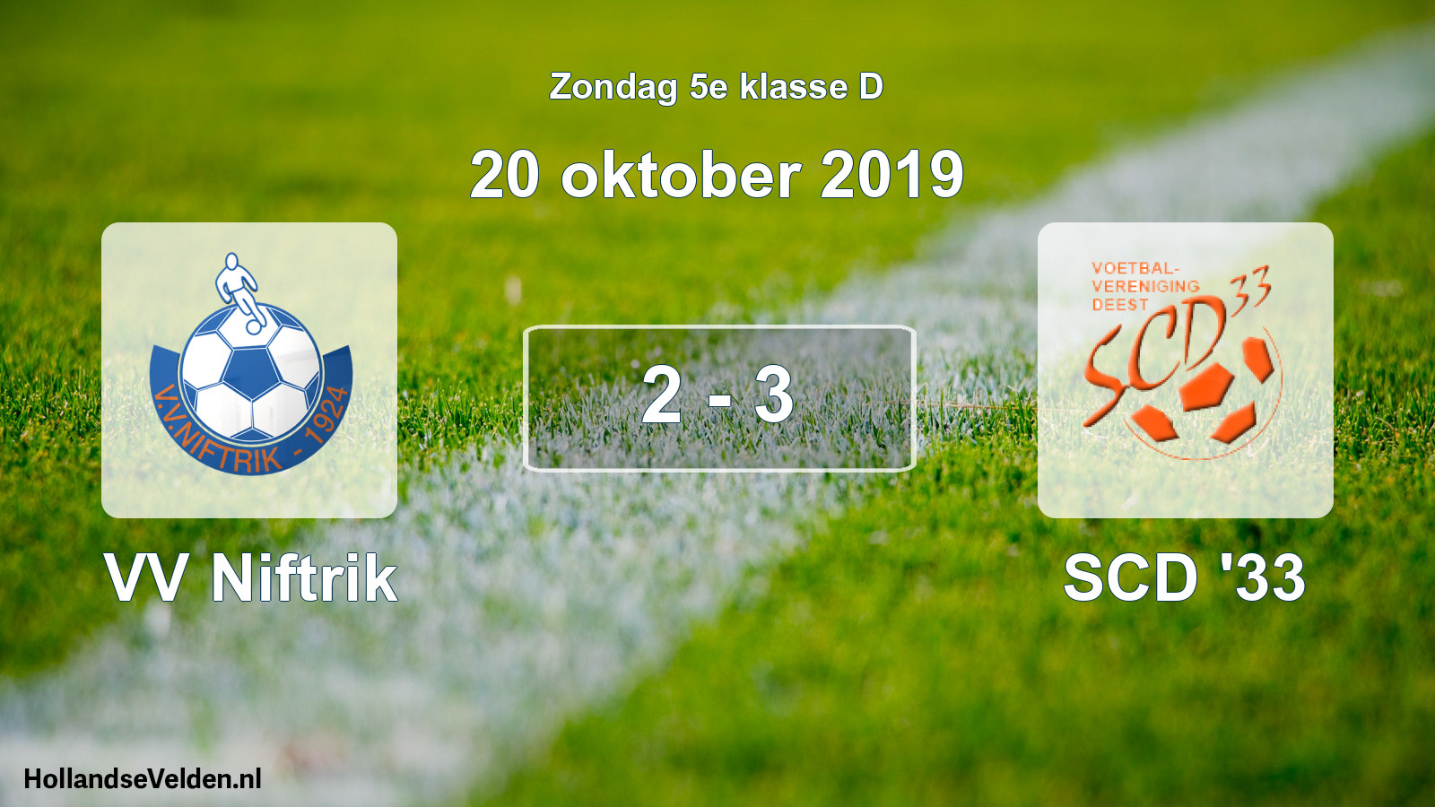 Total number of matches played: VV Niftrik - SCD '33 2 - 3 (20 October 2019)
