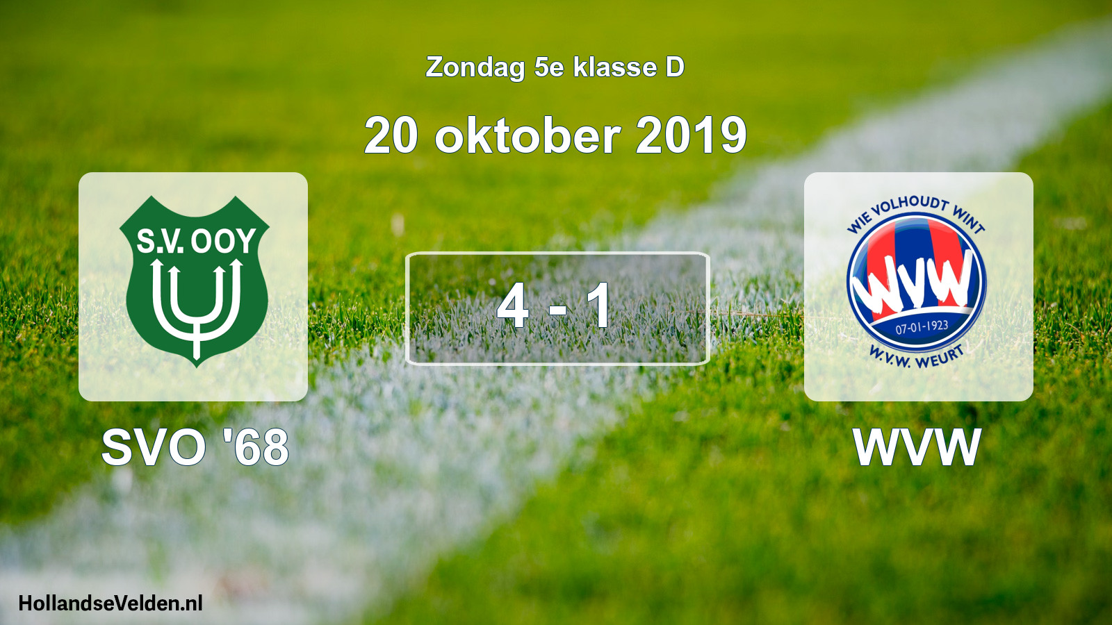 Total number of matches played: SVO '68 - WVW 4 - 1 (20 October 2019)