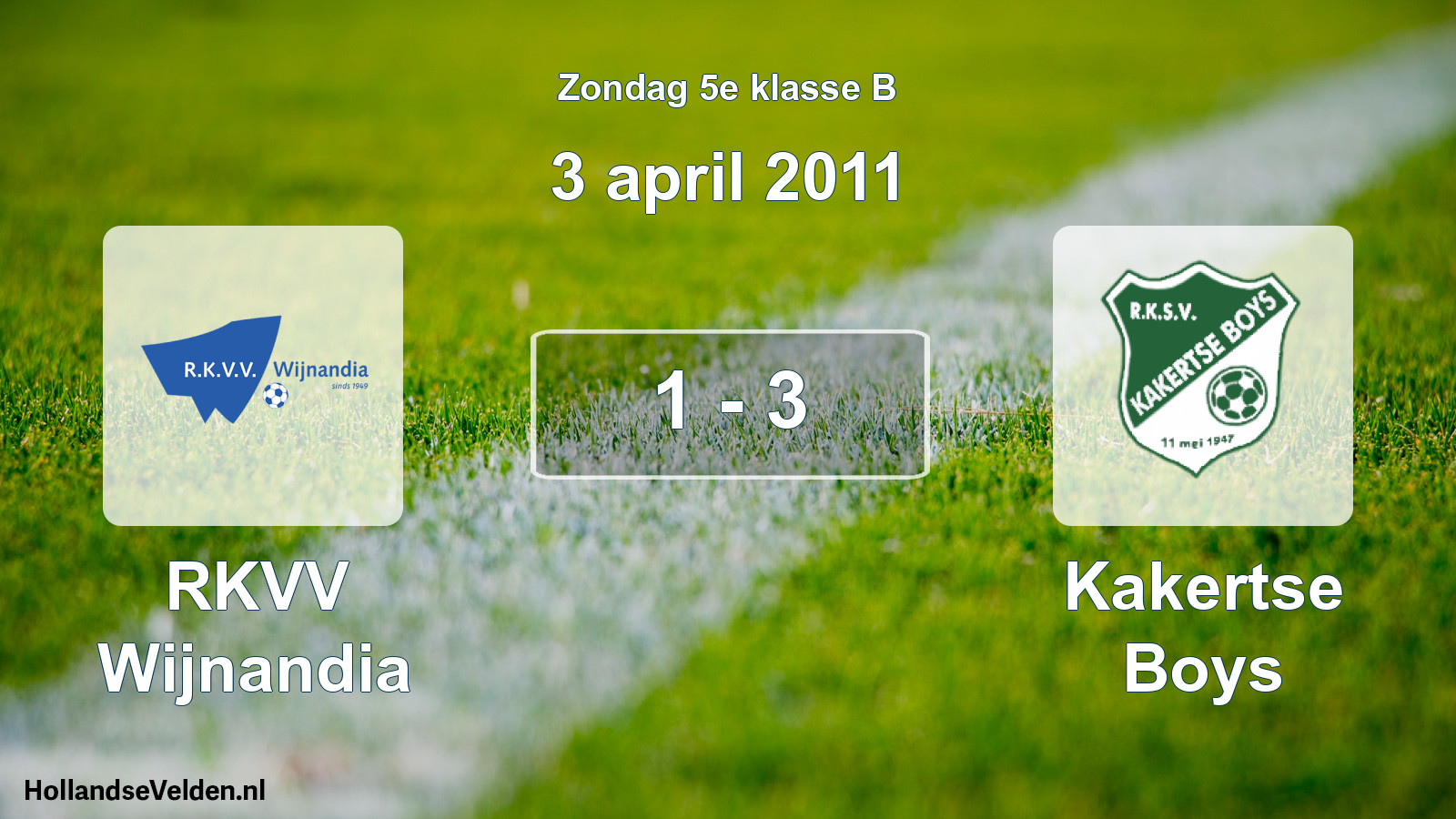 Total number of matches played: RKVV Wijnandia - Kakertse Boys 1 - 3 (3 April 2011)