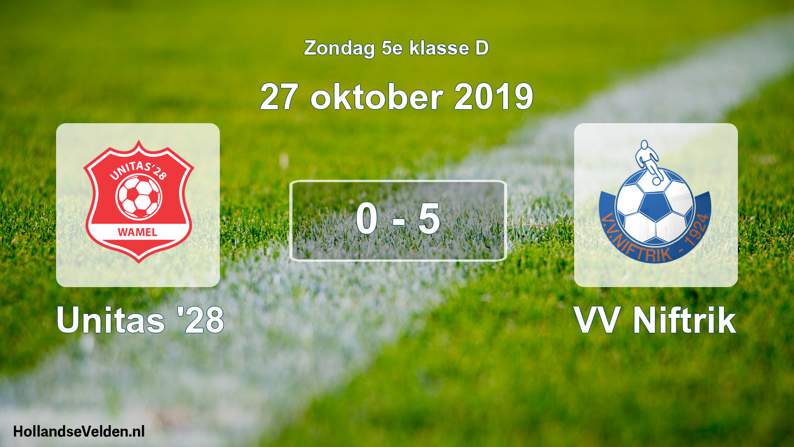 Total number of matches played: Unitas '28 - VV Niftrik 0 - 5 (27 October 2019)