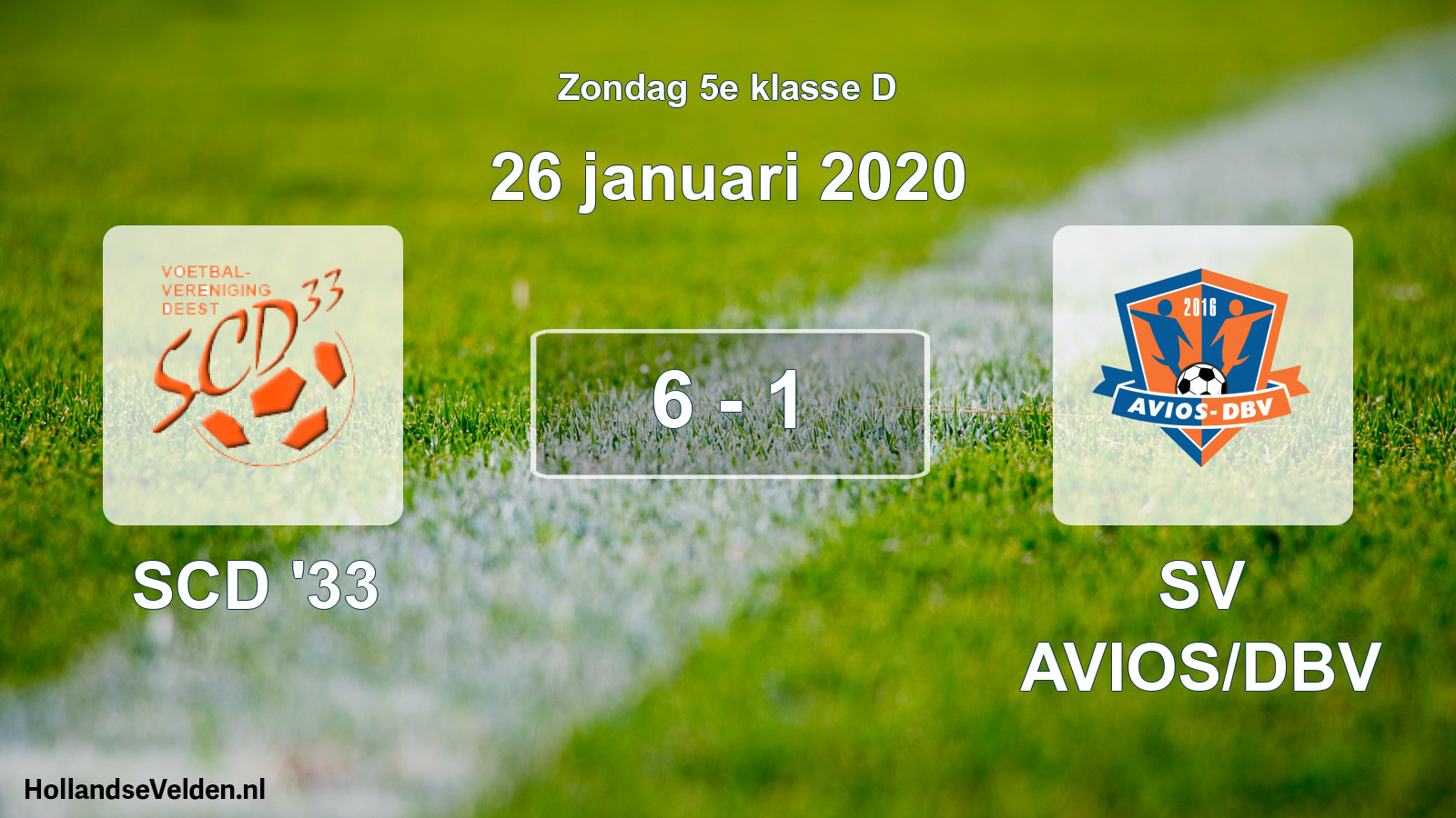 Total number of matches played: SCD '33 - SV AVIOS/DBV 6 - 1 (26 January 2020)