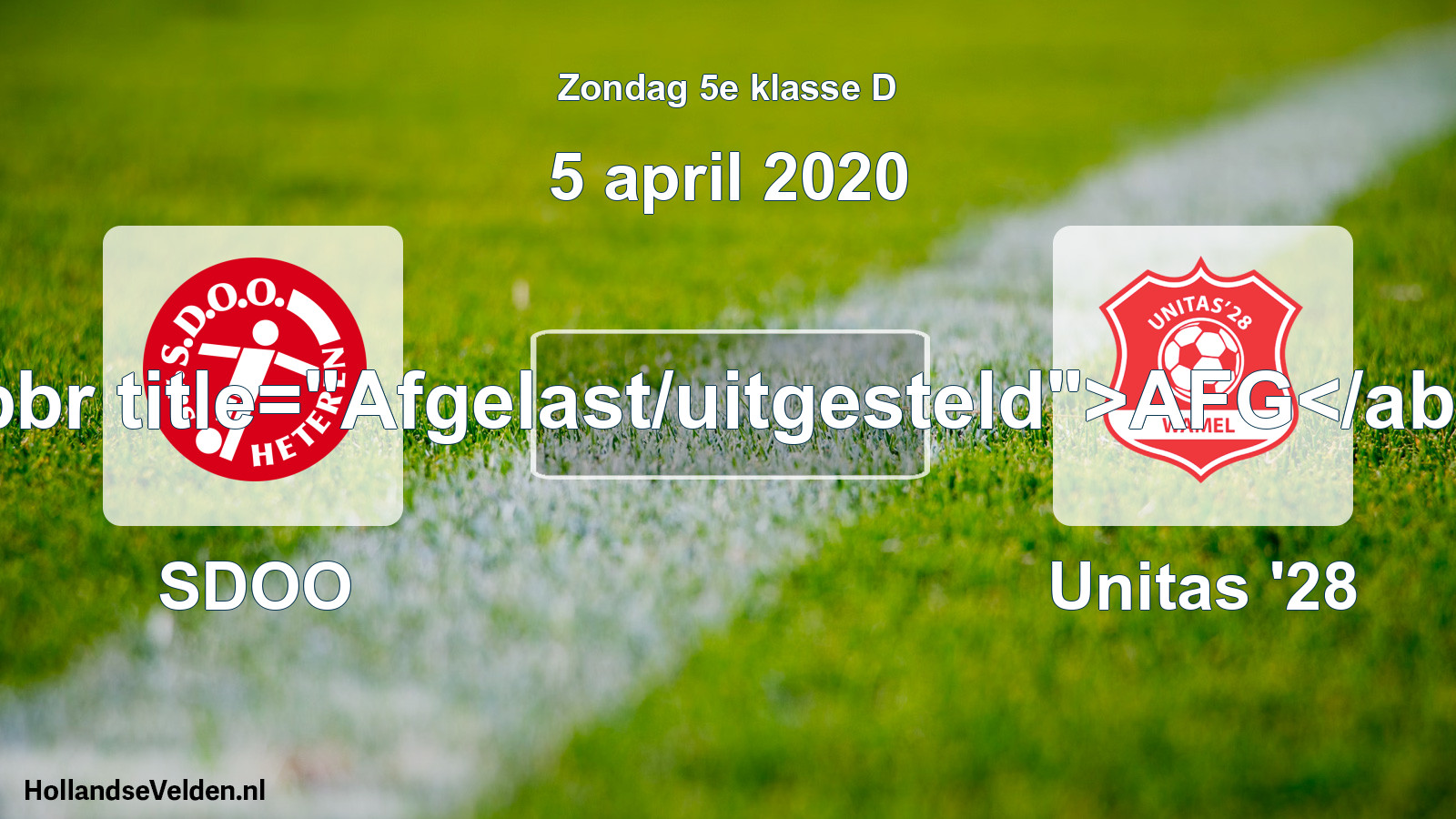 Scheduled Match: SDOO - Unitas '28 (5 April 2020)