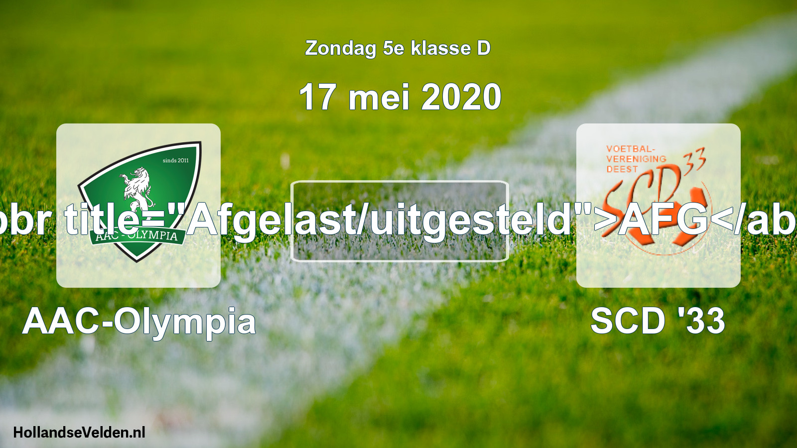 Scheduled Match: AAC-Olympia - SCD '33 (17 May 2020)